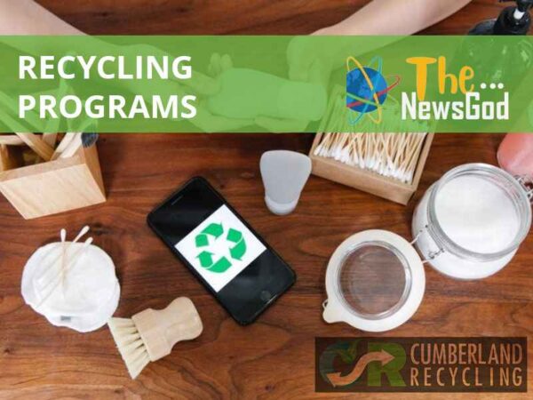 Sustainable products and recycling symbol promoting recycling programs in Franklin, TN 