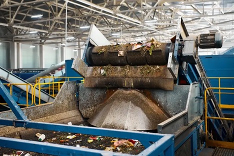 Large machine filled with garbage, part of Organic Recycling efforts in Franklin, TN